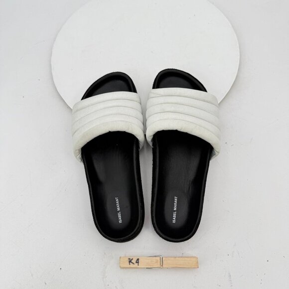 Isabel Marant Hellea Women EU 37 US 7 White Quilted Leather One Band Sandal - Picture 10 of 11